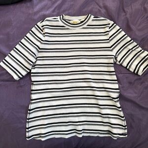 Maeve x Anthropologie Striped Black and White T-Shirt
